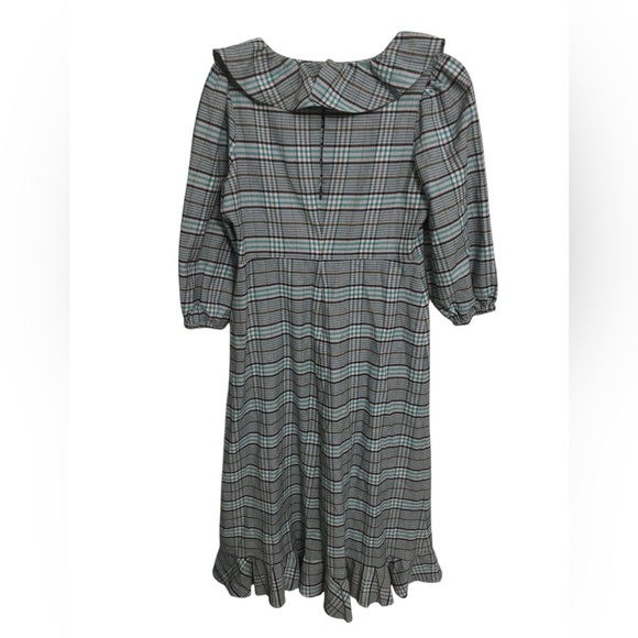 NEW Kitri | Sydney Check Frill Dress Plaid Ruffle‎ Women's Blue Grey Sz US 6 - Picture 2 of 11